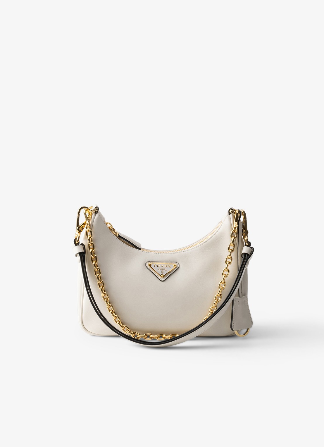 Prada Re-Edition Mini schoudertas van kalfsleer - voorkant gebroken wit