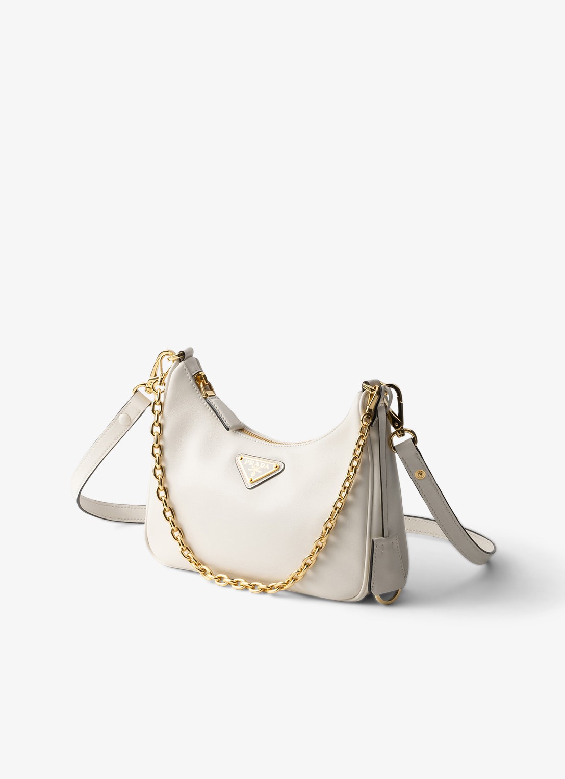 Prada Re-Edition Mini schoudertas van kalfsleer - voorkant 2 gebroken wit