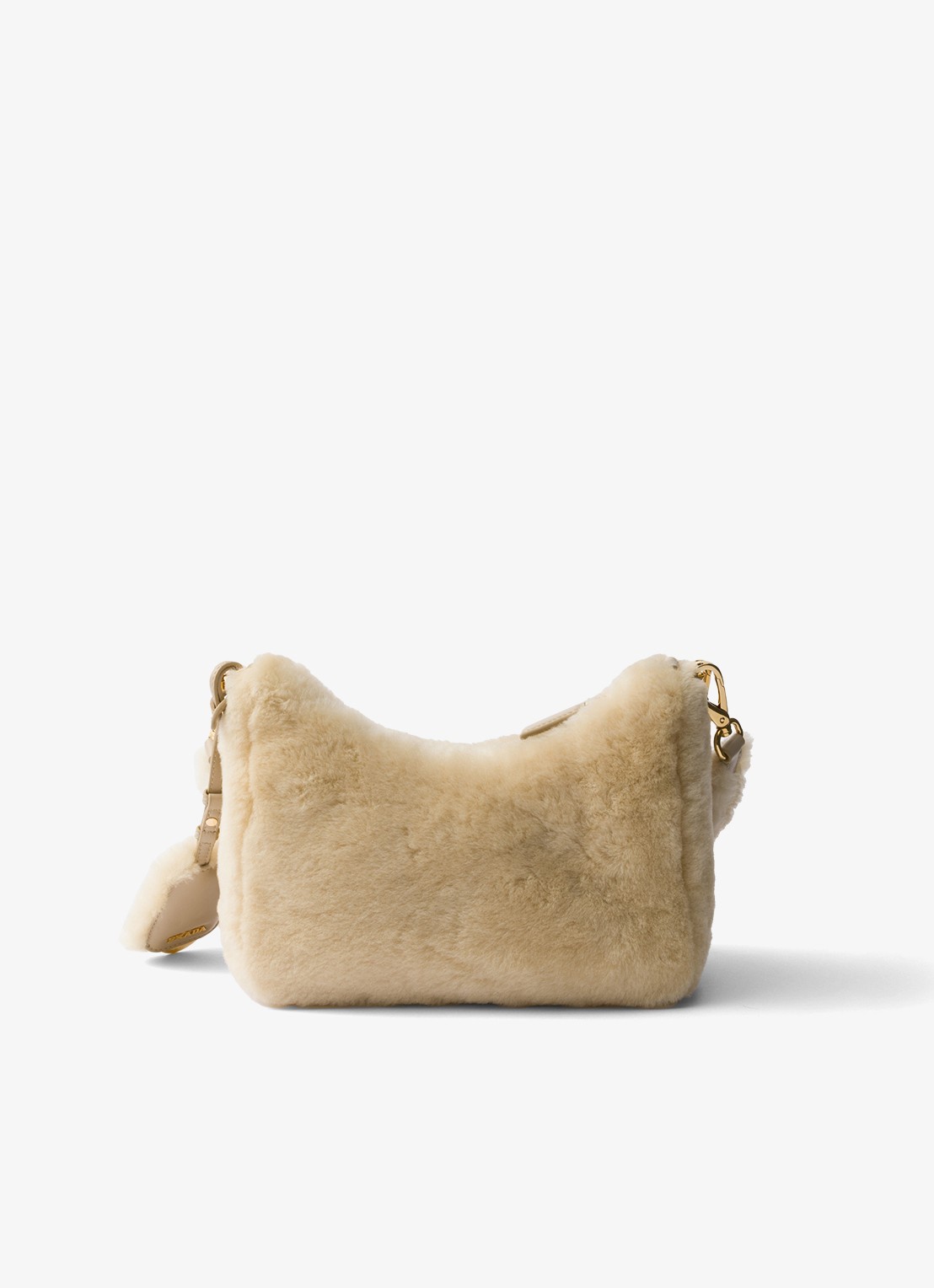 Prada Re-Edition Mini schoudertas van lamsvacht - achterkant 7 beige