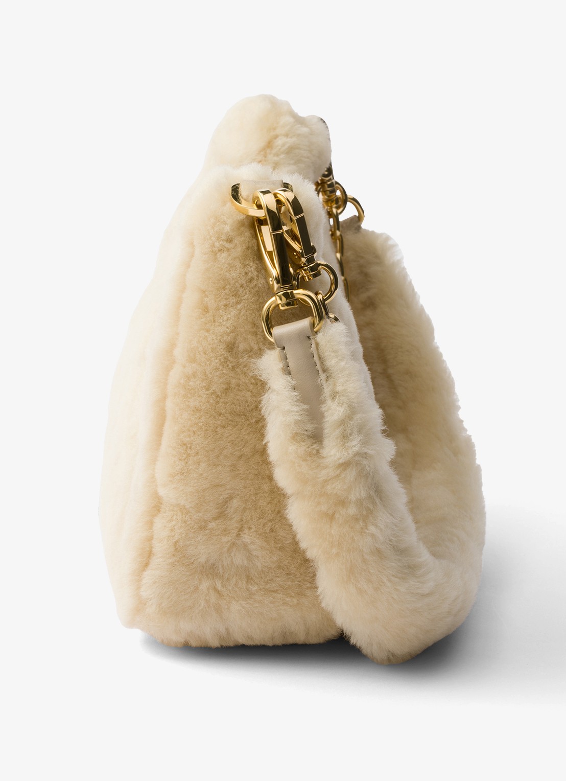Prada Re-Edition Mini schoudertas van lamsvacht - detail 5 beige