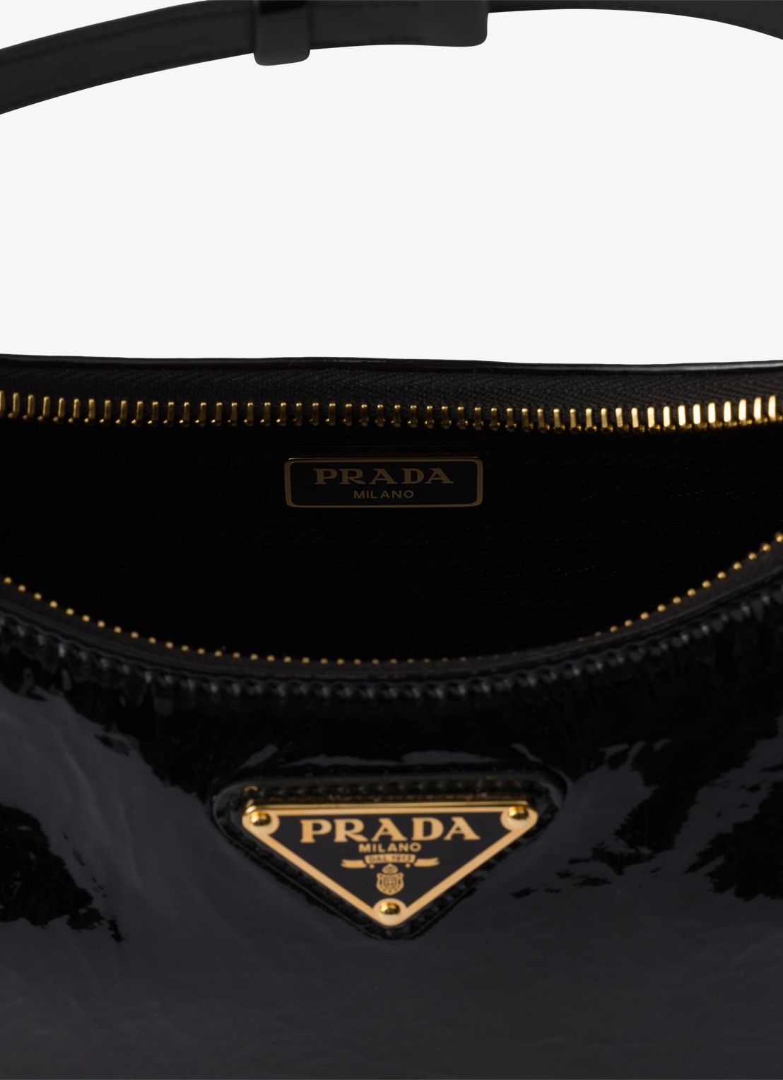 Prada Re-Edition schoudertas van lakleer - detail 4 zwart