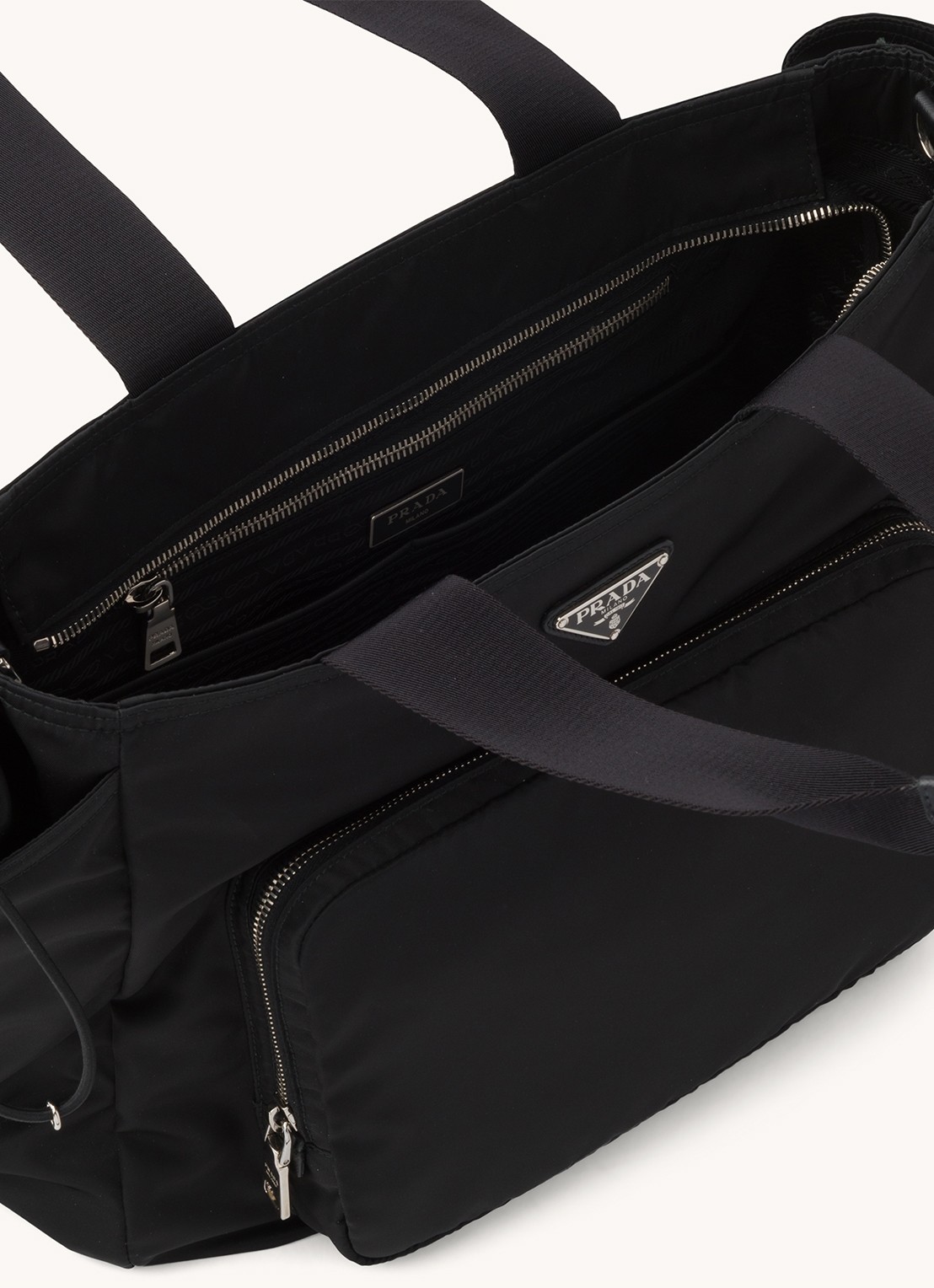 Prada Re-Nylon Baby schoudertas met afneembare schouderriem - detail zwart