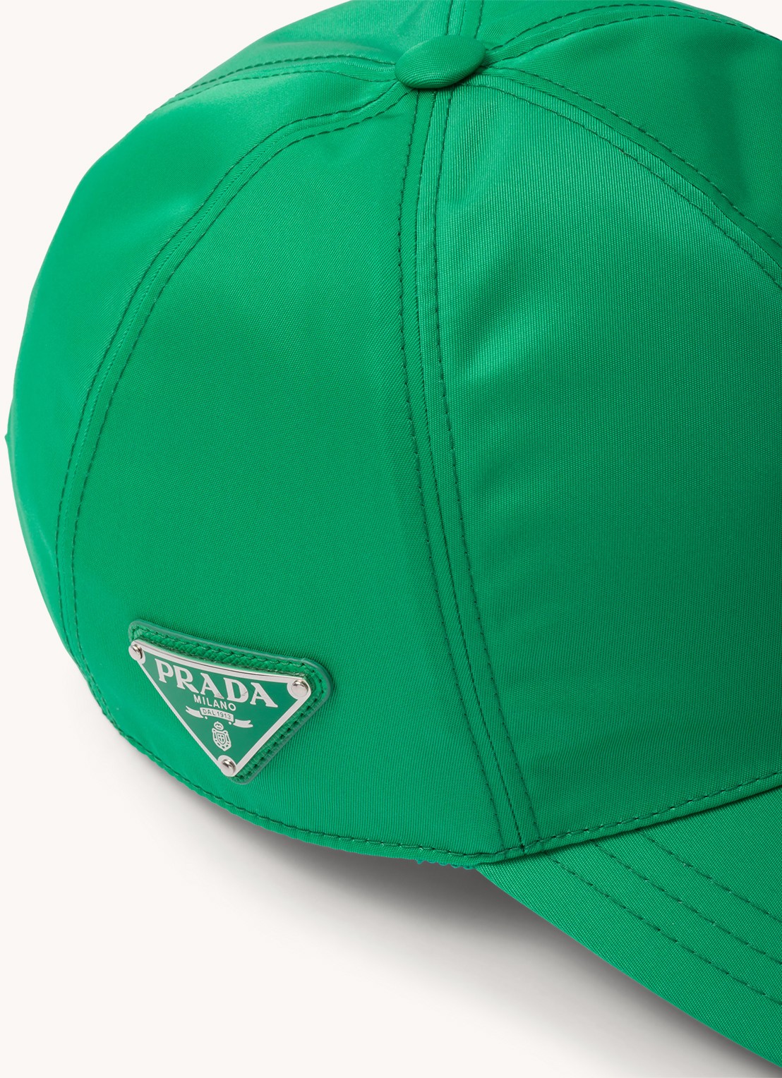 Prada Re-Nylon Baseball pet met logo - detail 2 flessengroen