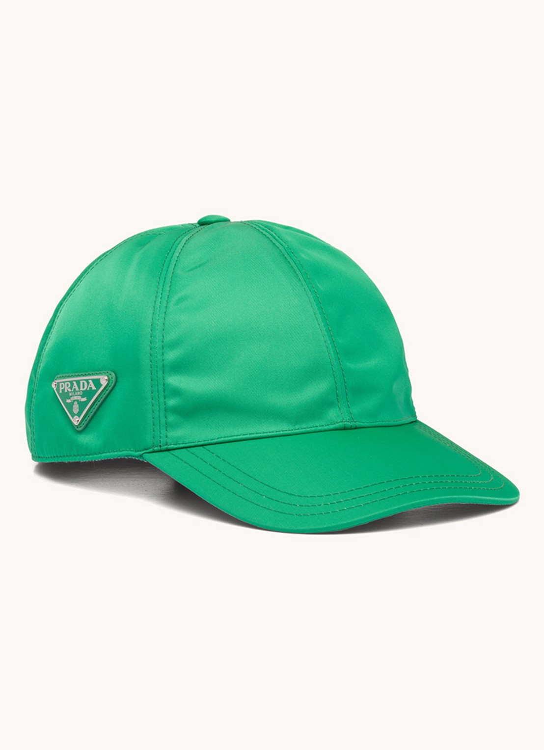 Prada Re-Nylon Baseball pet met logo - voorkant flessengroen