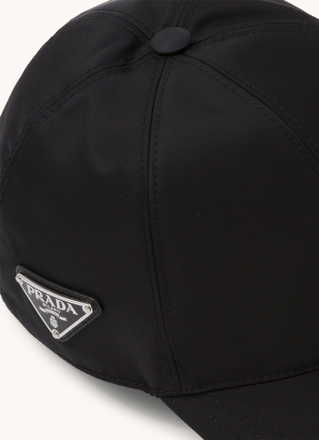 Prada Re-Nylon Baseball pet met logo - detail 2 zwart