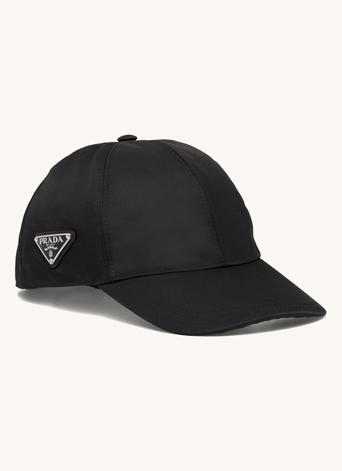 Prada Re-Nylon Baseball pet met logo - voorkant zwart
