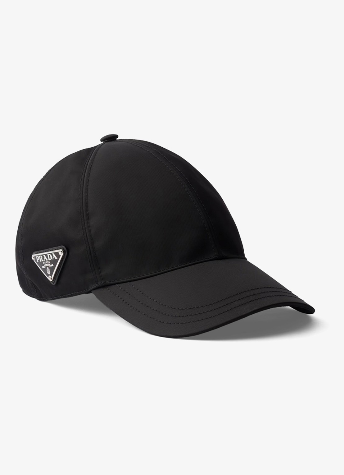 Prada Re-Nylon Baseball pet met logo - voorkant 3 zwart