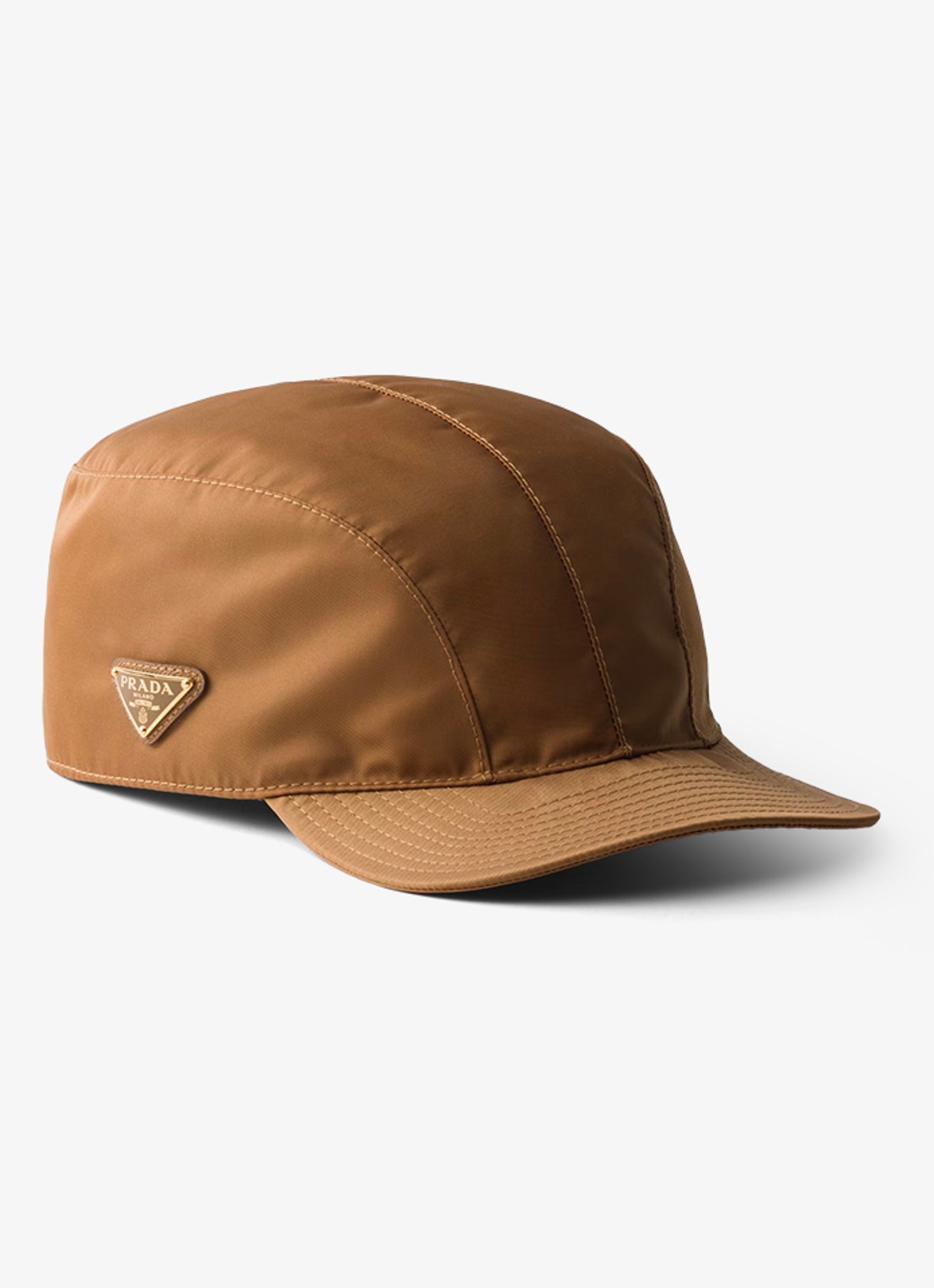 Prada Re-Nylon baseball pet met logo - voorkant 3 camel