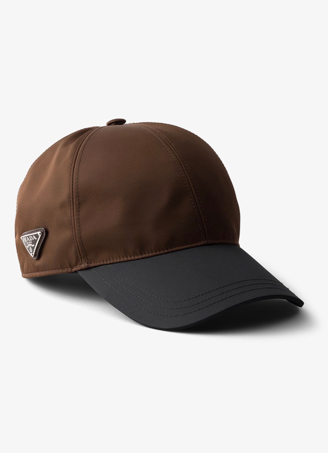 Prada Re-Nylon baseball pet met logo - voorkant bruin