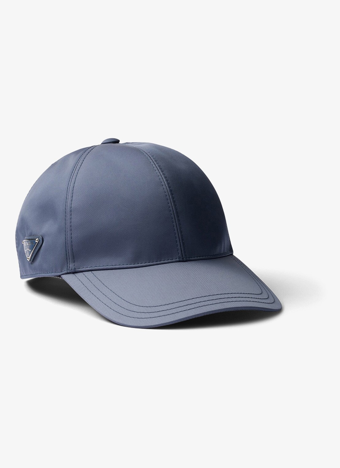 Prada Re-Nylon Baseball pet met logo - voorkant staalblauw