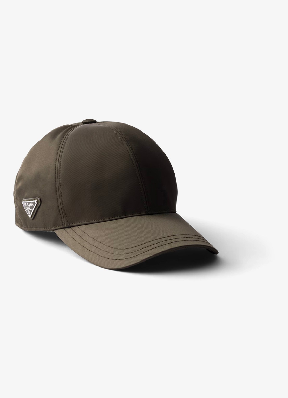 Prada Re-Nylon Baseball pet met logo - voorkant 3 legergroen