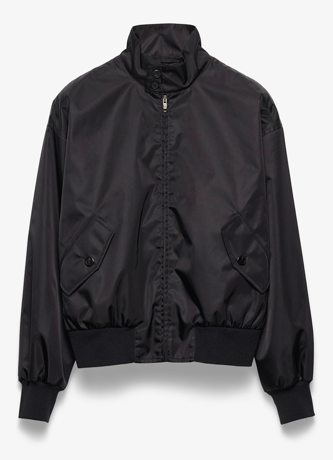 Prada Re-Nylon bomberjack met klepzakken - voorkant 2 zwart