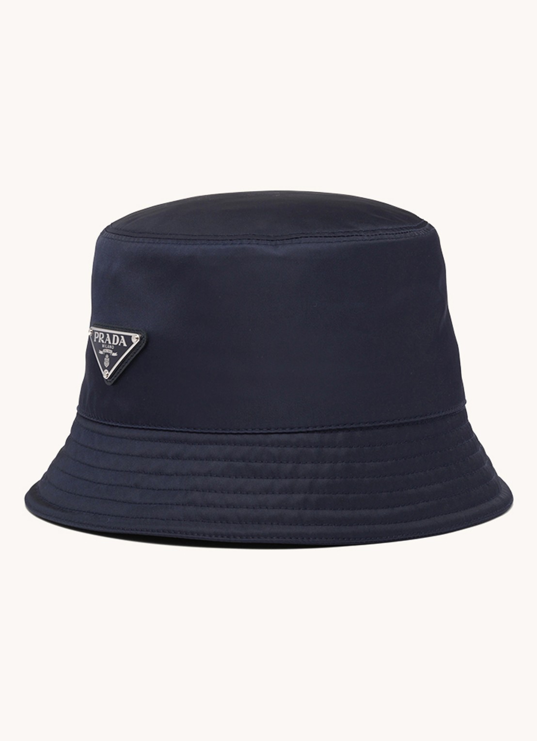 Prada Re-Nylon bucket hoed met logo - voorkant 3 donkerblauw