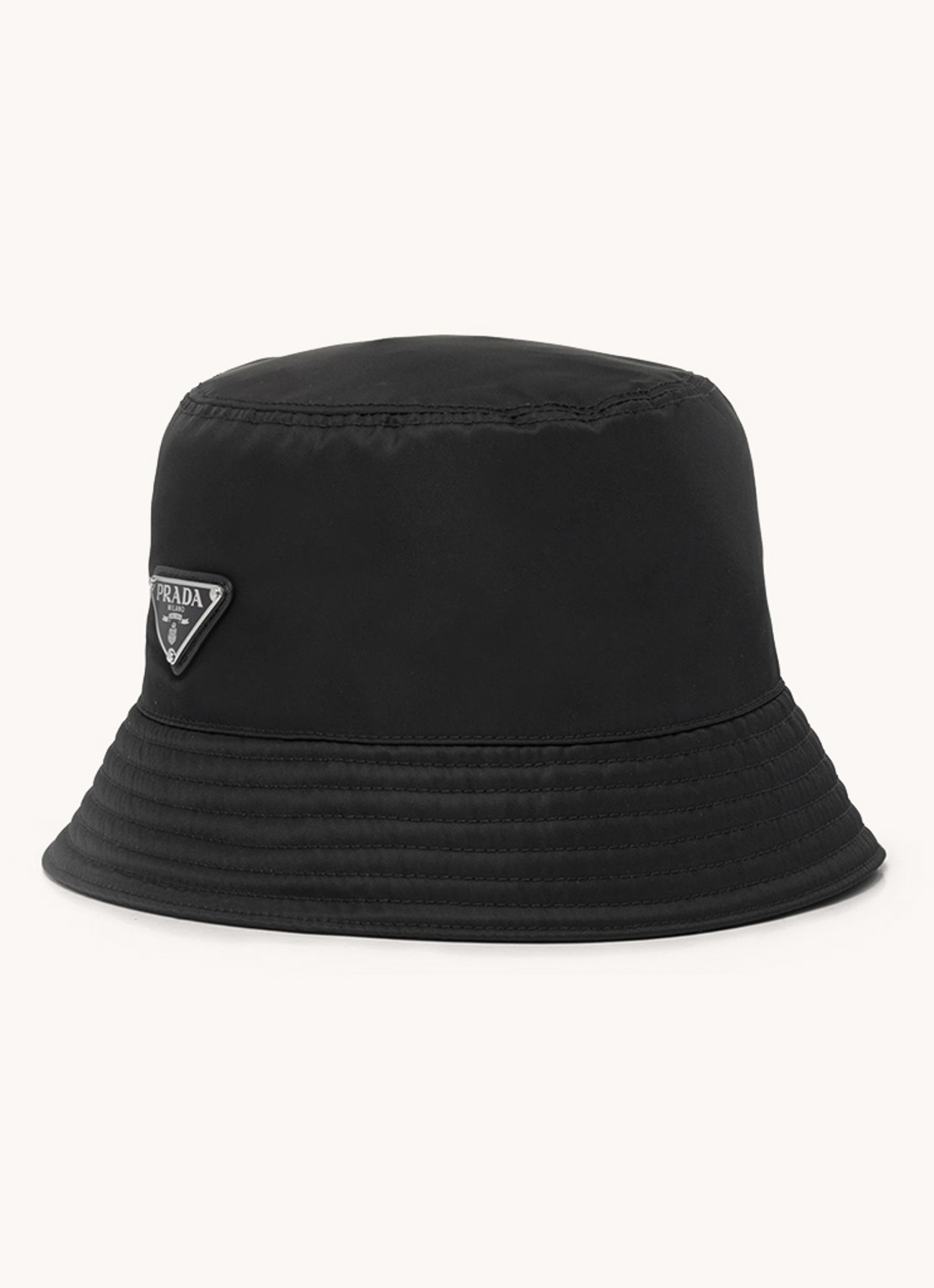 Prada Re-Nylon bucket hoed met logo - voorkant zwart