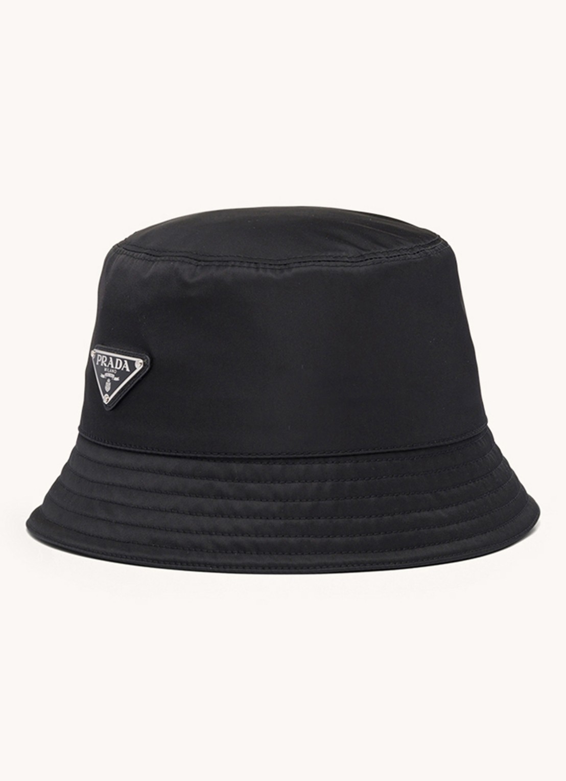 Prada Re-Nylon bucket hoed met logo - voorkant zwart