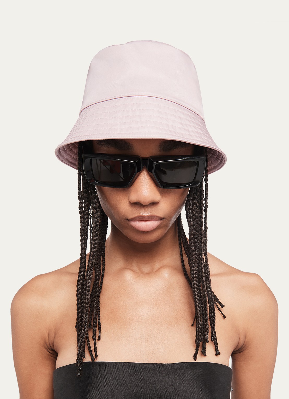 Prada Re-Nylon bucket hoed met logo - voorkant 2 roze