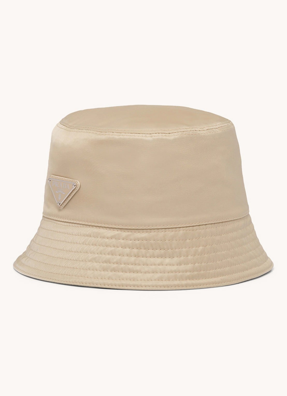 Prada Re-Nylon bucket hoed met logo - voorkant 2 beige