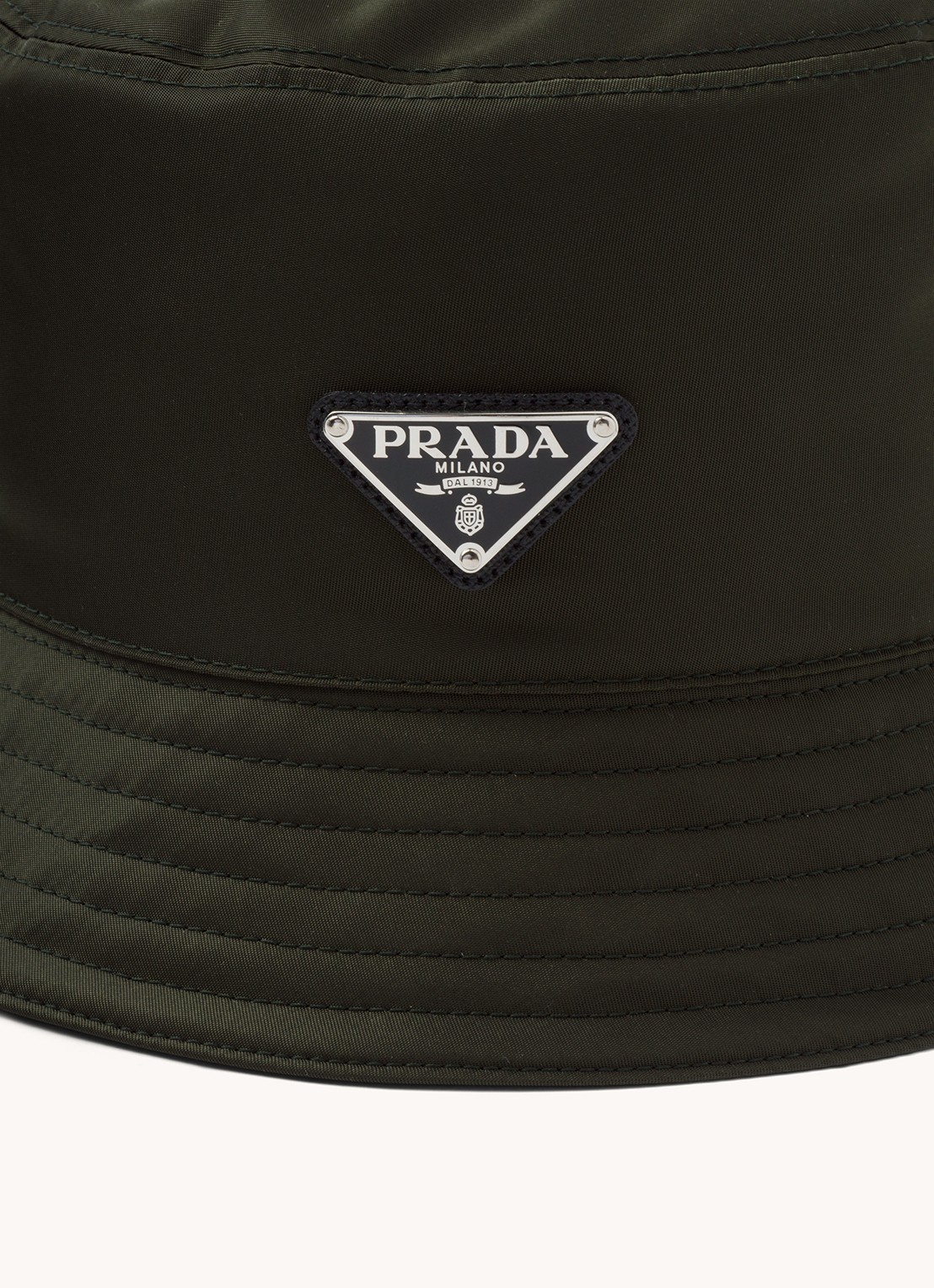 Prada Re-Nylon bucket hoed met logo - detail 3 bronsgroen