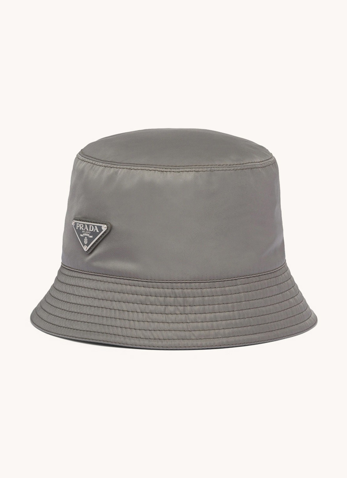 Prada Re-Nylon bucket hoed met logo - voorkant 3 grijs