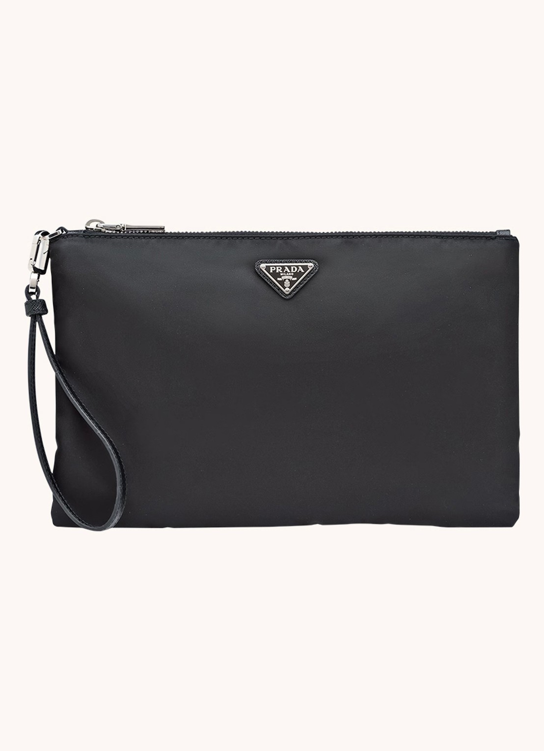 Prada Re-Nylon clutch met leren details - voorkant zwart