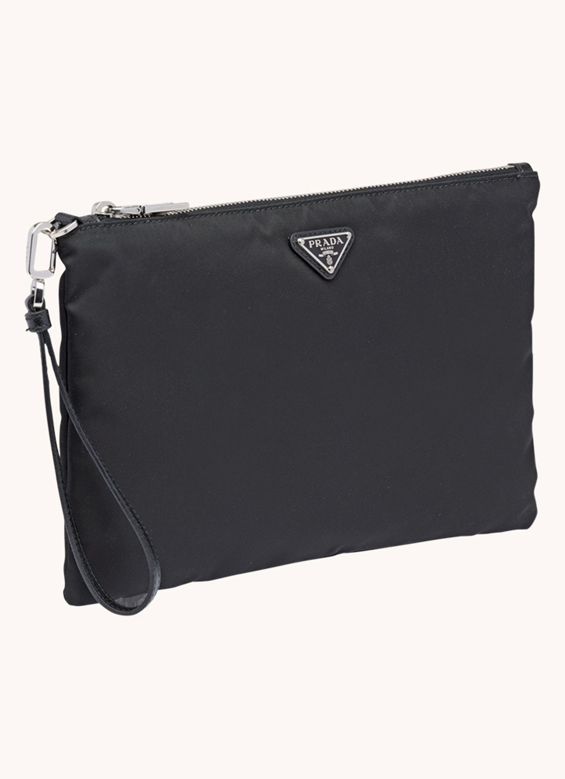 Prada Re-Nylon clutch met leren details - voorkant 2 zwart