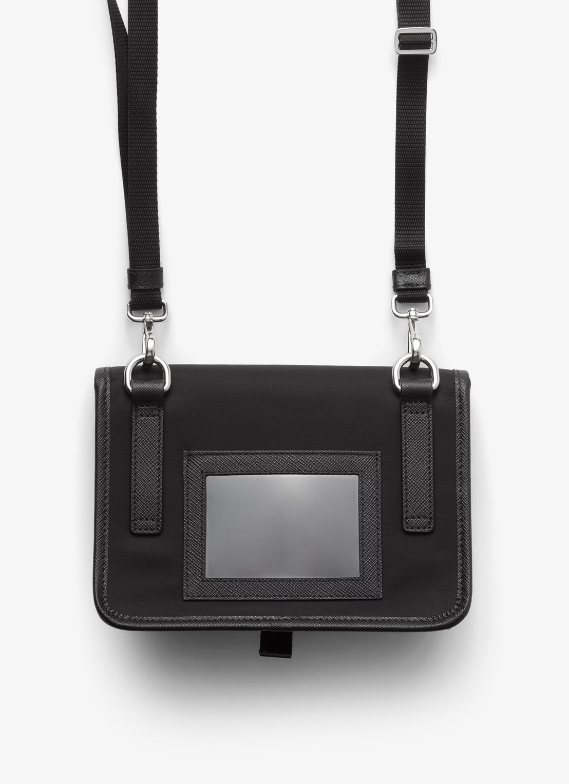 Prada Re-Nylon crossbodytas met leren details - achterkant 5 zwart