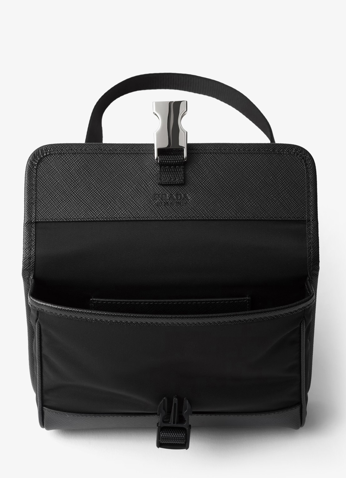 Prada Re-Nylon crossbodytas met leren details - detail 4 zwart