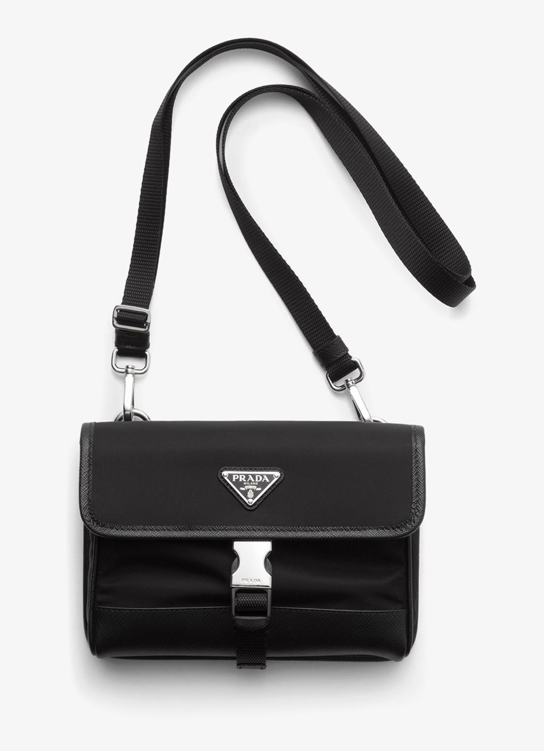 Prada Re-Nylon crossbodytas met leren details - voorkant zwart