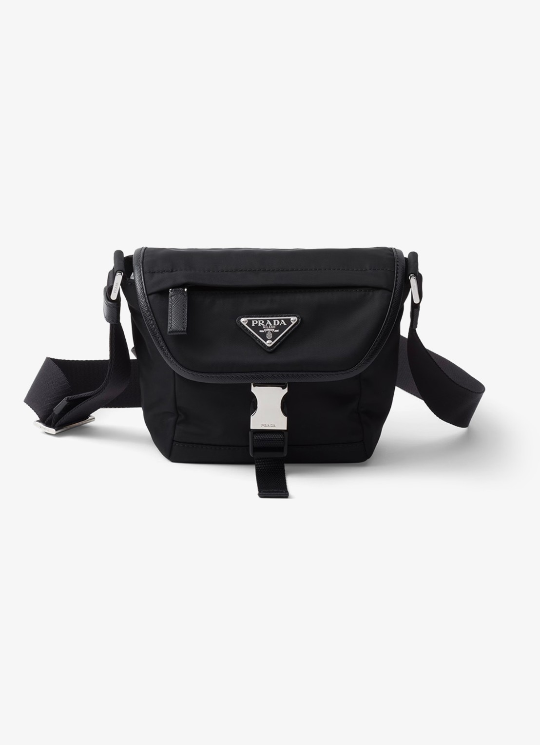 Prada Re-Nylon crossbodytas met leren details - voorkant zwart