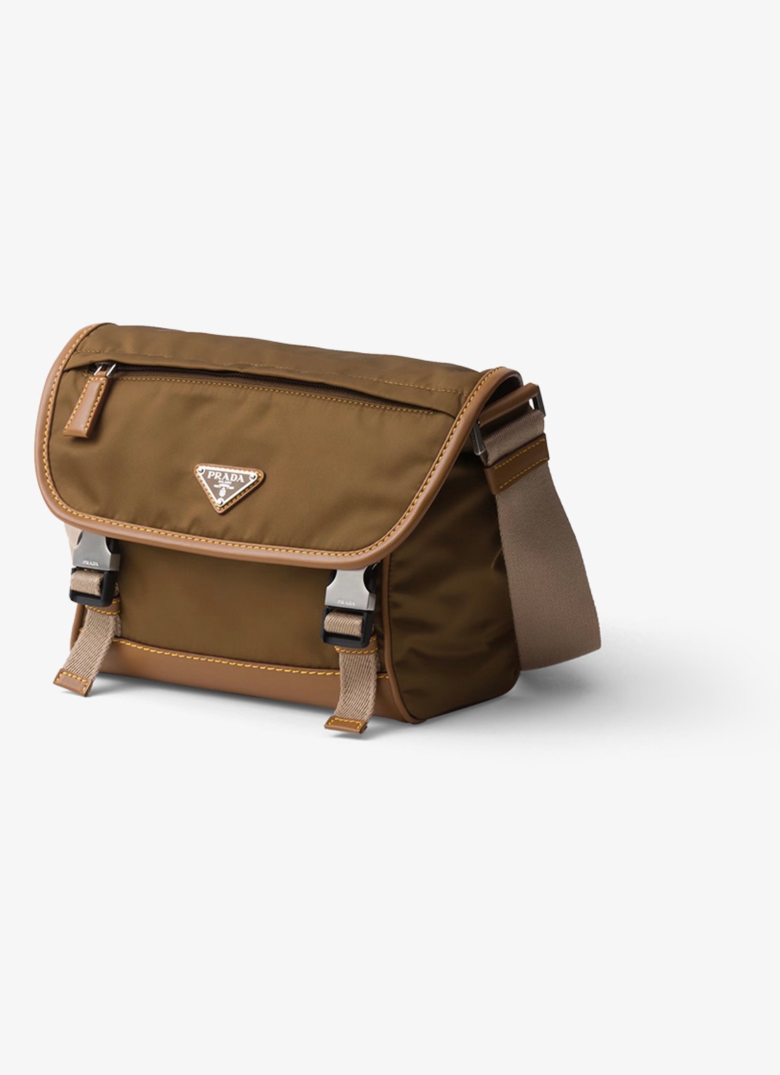 Prada Re-Nylon crossbodytas met leren details - achterkant bruin