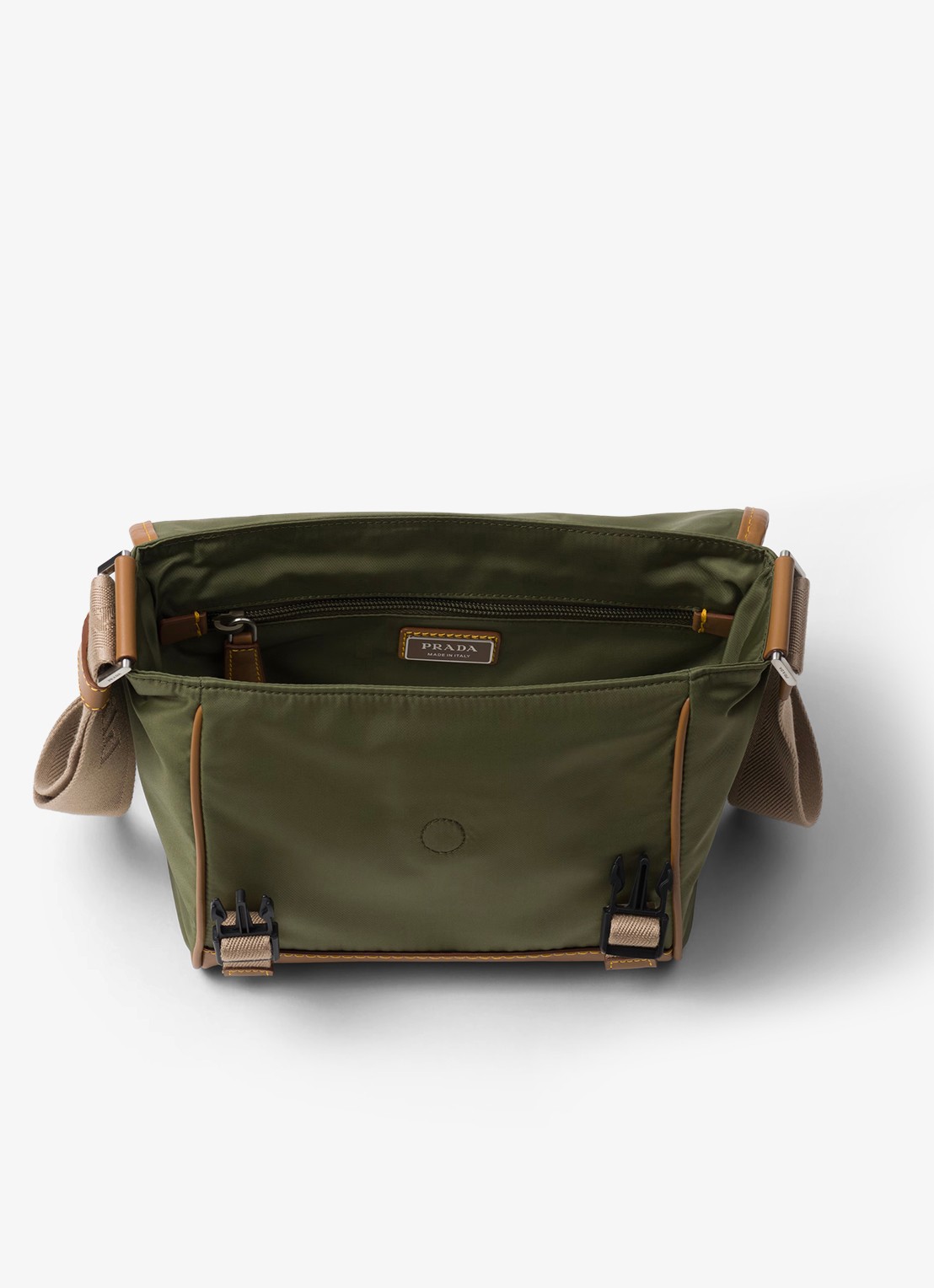 Prada Re-Nylon crossbodytas met leren details - detail 4 legergroen