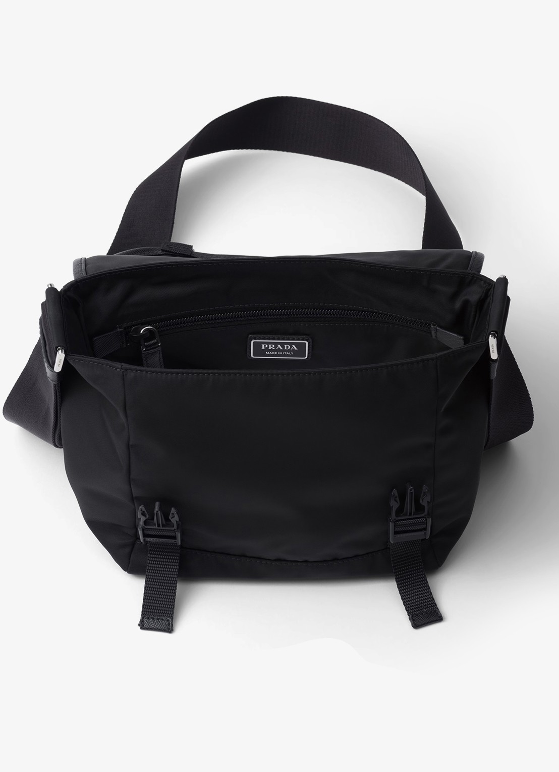 Prada Re-Nylon crossbodytas met leren details - detail 5 zwart
