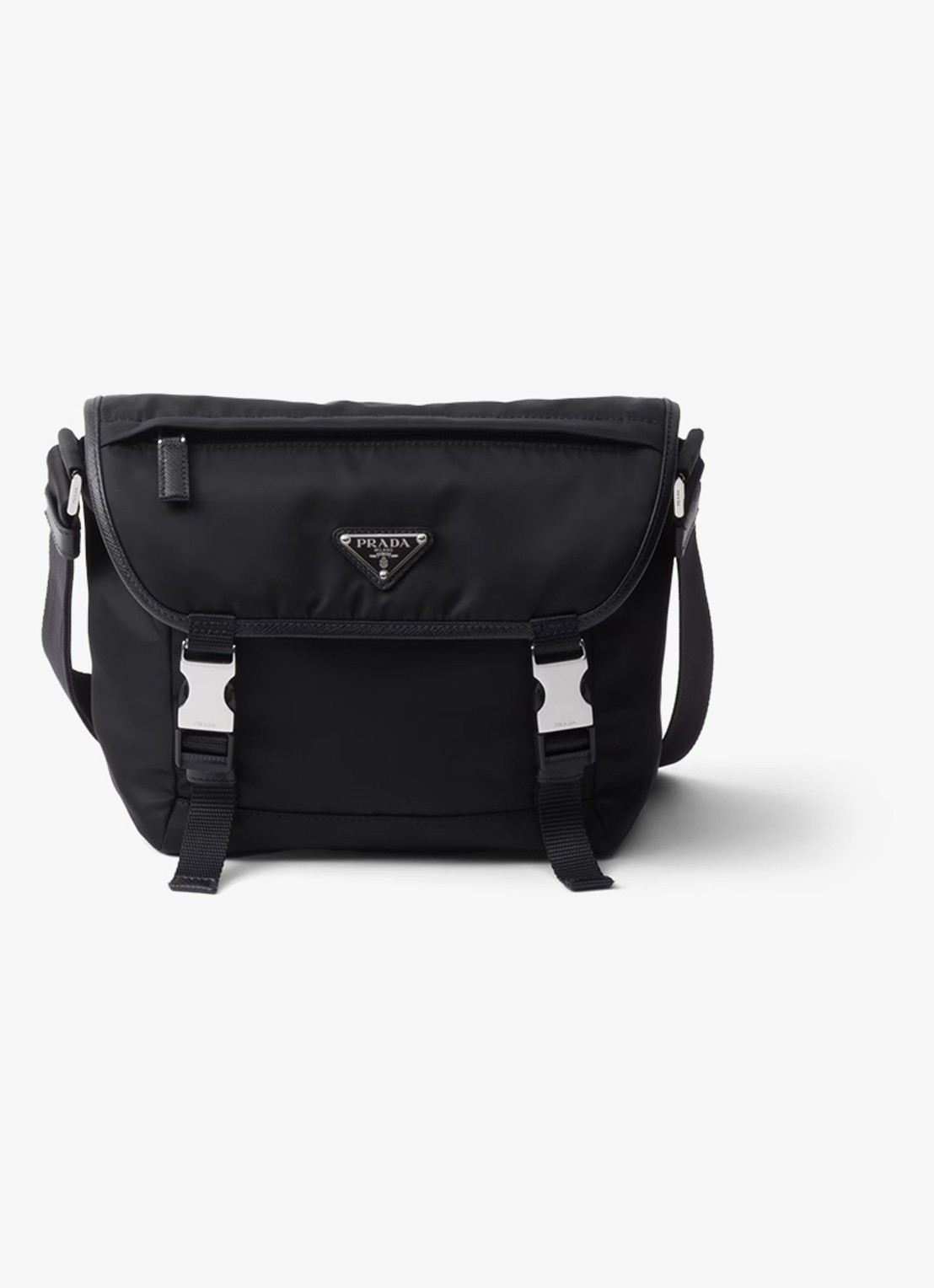 Prada Re-Nylon crossbodytas met leren details - voorkant 2 zwart