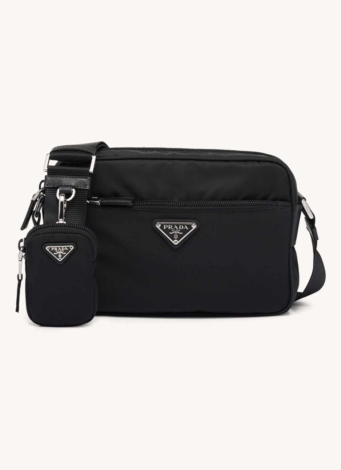 Prada Re-Nylon crossbodytas met logo - voorkant 5 zwart