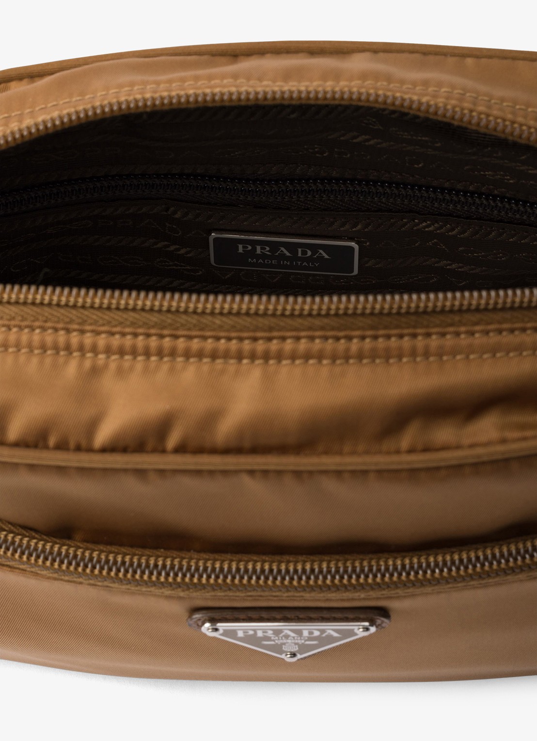 Prada Re-Nylon crossbodytas met logo - detail 5 camel