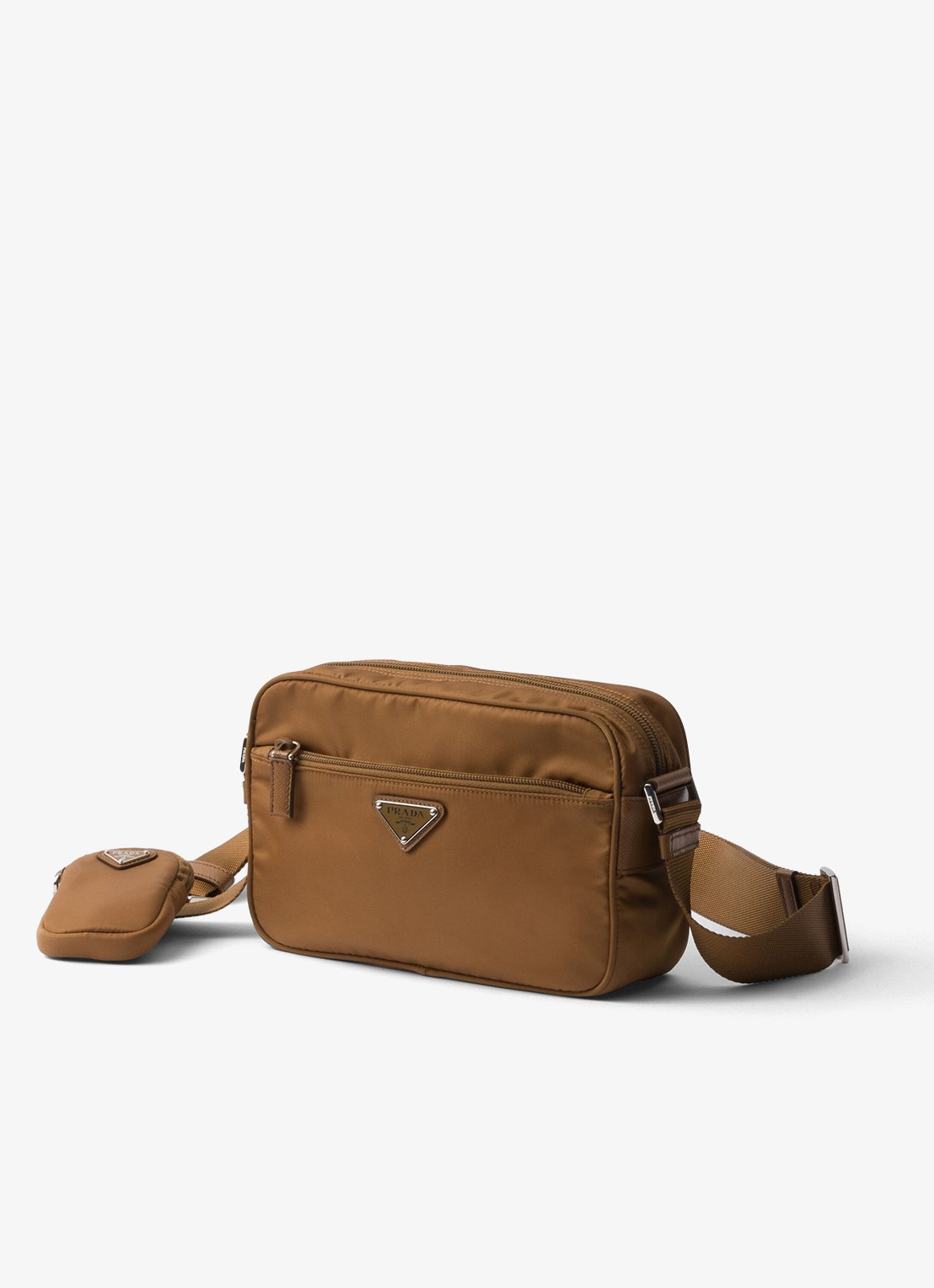 Prada Re-Nylon crossbodytas met logo - voorkant 2 camel