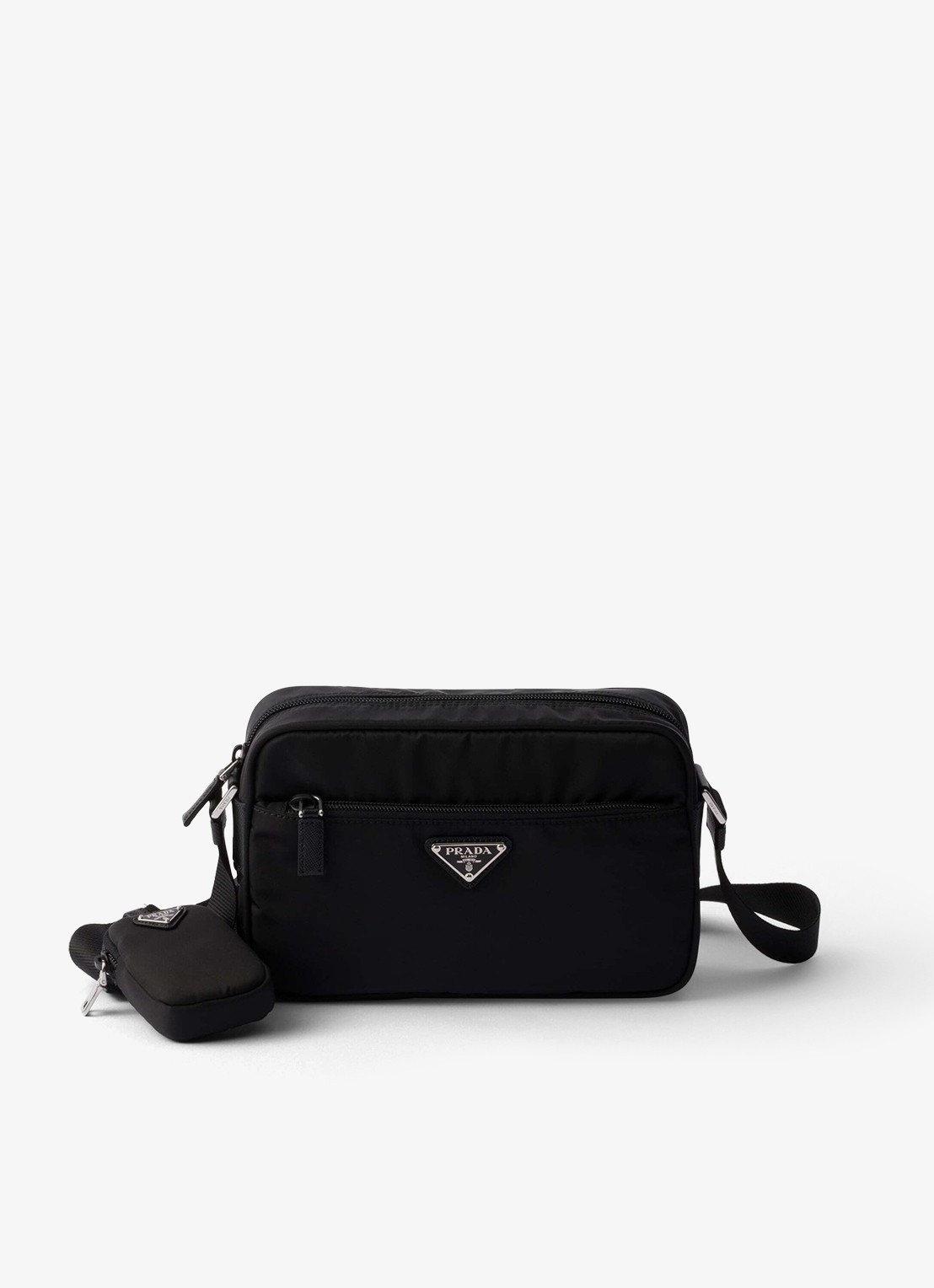 Prada Re-Nylon crossbodytas met logo - voorkant 3 zwart