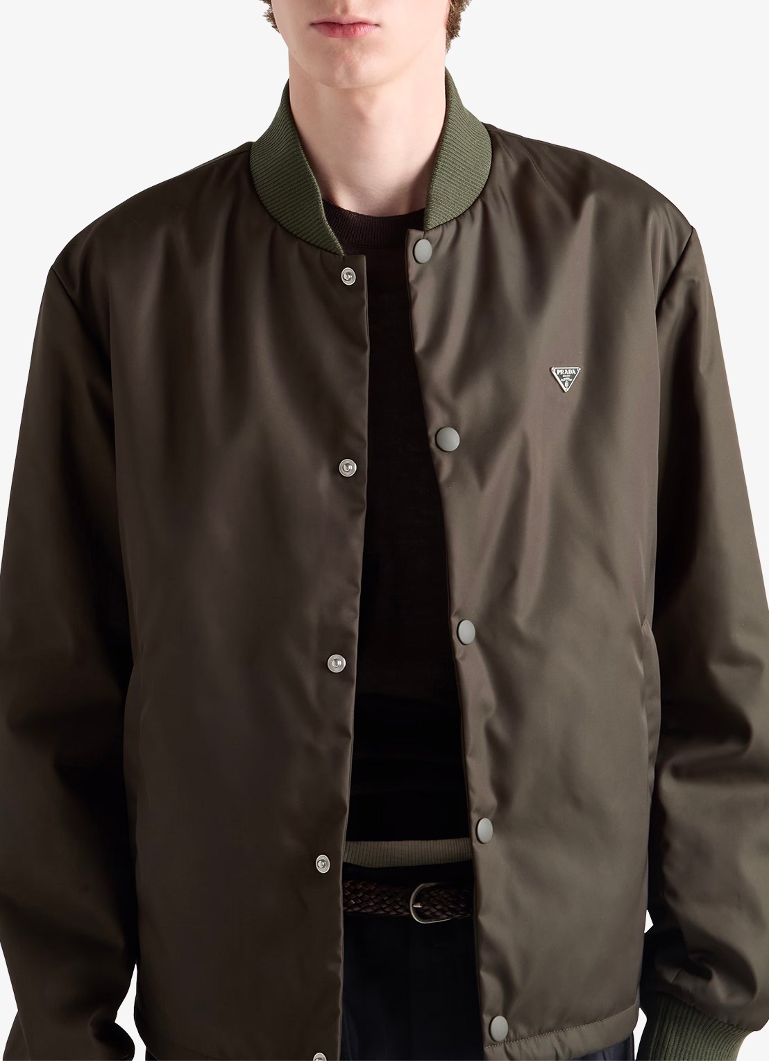 Prada Re-Nylon gewatteerd bomberjack met steekzakken - detail 4 legergroen