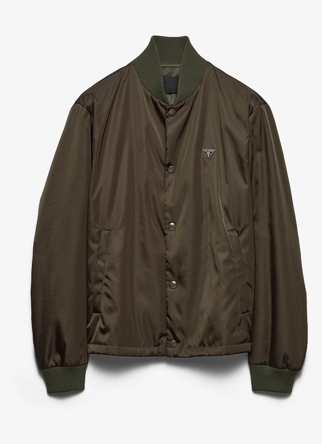 Prada Re-Nylon gewatteerd bomberjack met steekzakken - voorkant legergroen