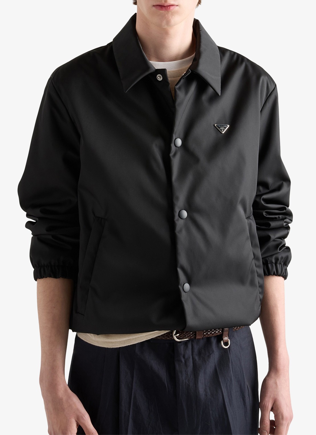 Prada Re-Nylon gewatteerd jack met ritszakken - detail 4 zwart