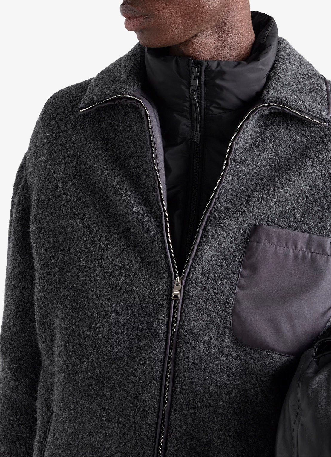 Prada Re-Nylon gewatteerd jack met ritszakken - detail 5 zwart