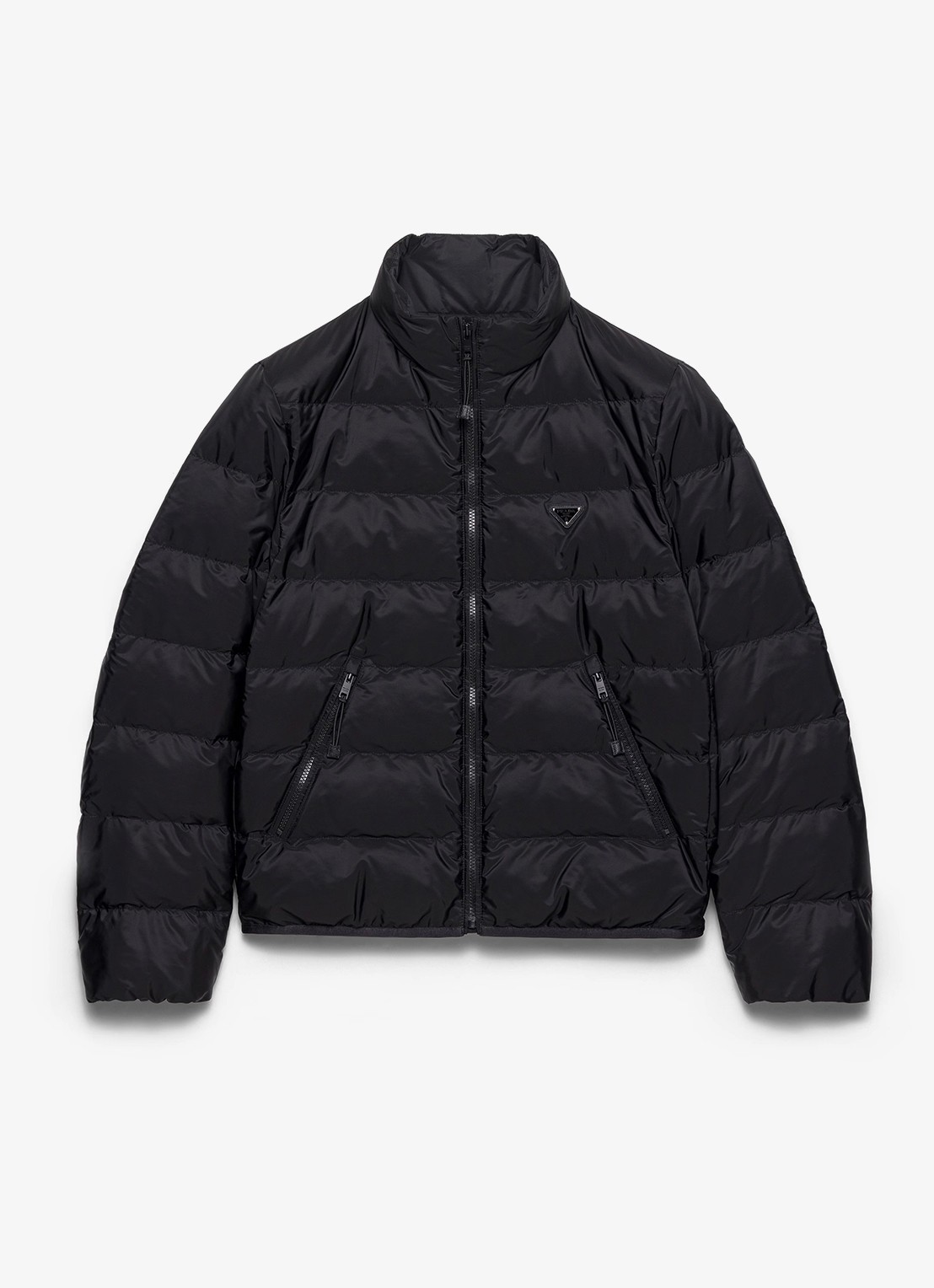 Prada Re-Nylon gewatteerd jack met ritszakken - voorkant 2 zwart