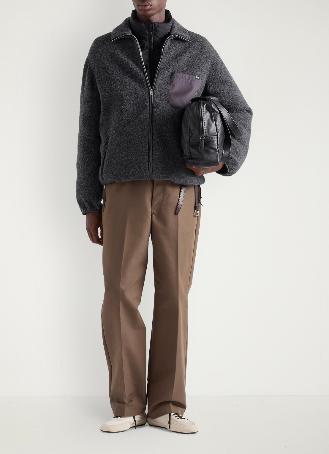 Prada Re-Nylon gewatteerd jack met ritszakken - voorkant 3 zwart