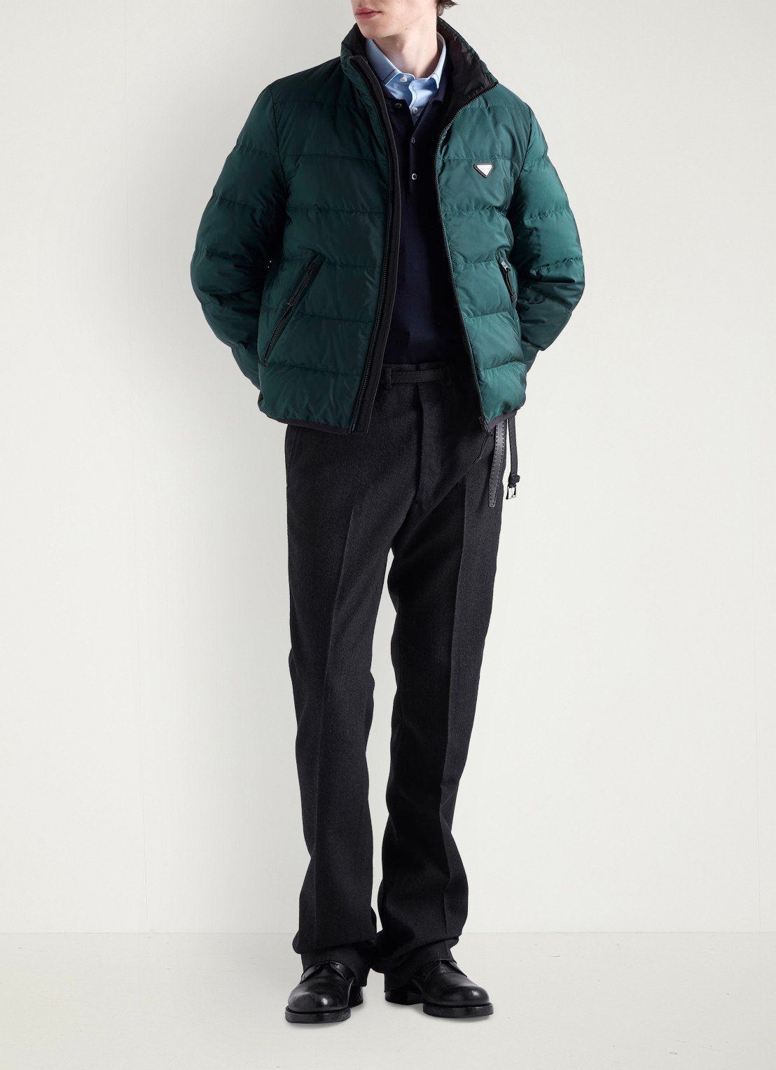 Prada Re-Nylon gewatteerd jack met ritszakken - voorkant 5 groen