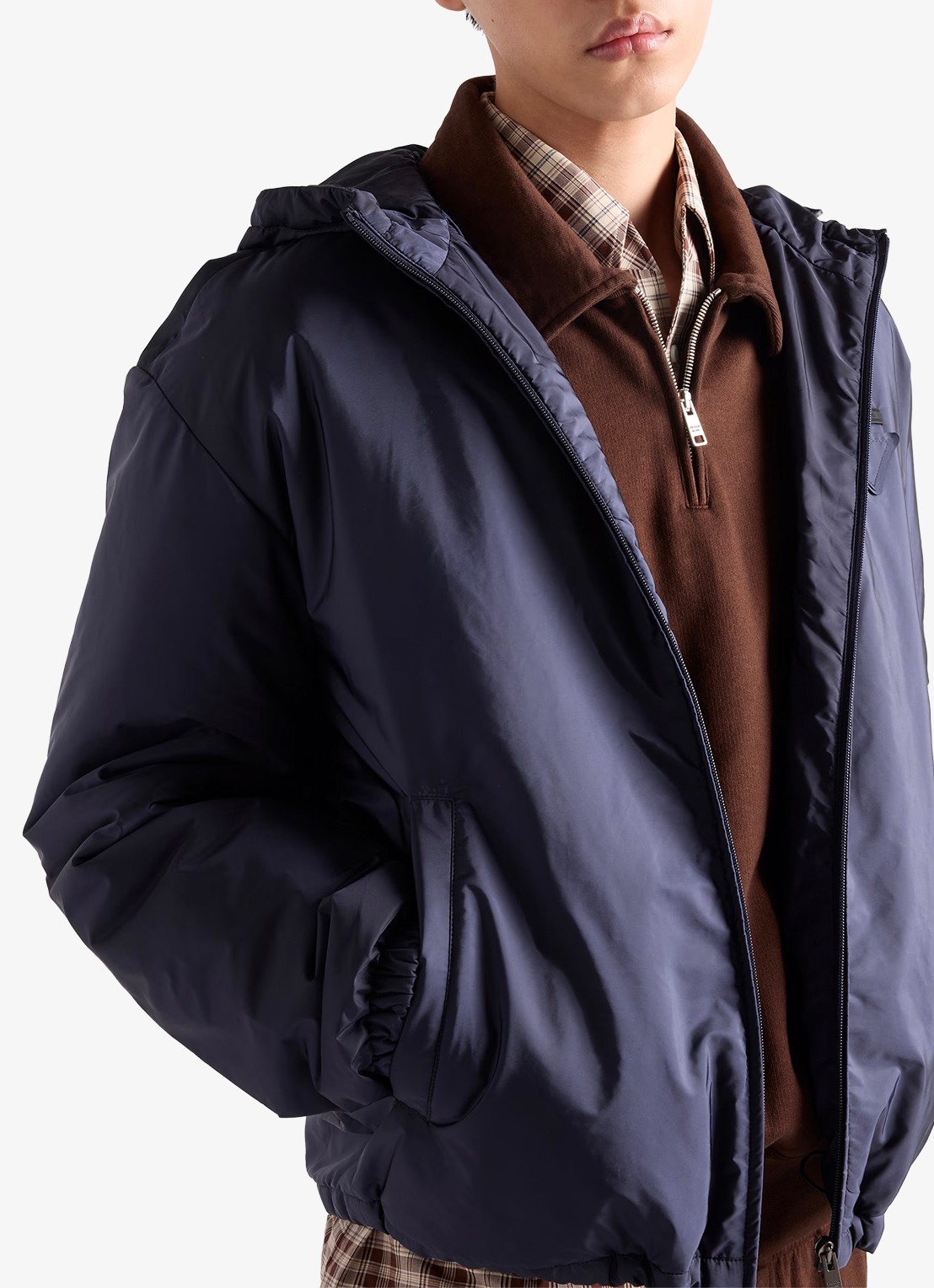 Prada Re-Nylon gewatteerd jack met steekzakken - detail 2 donkerblauw