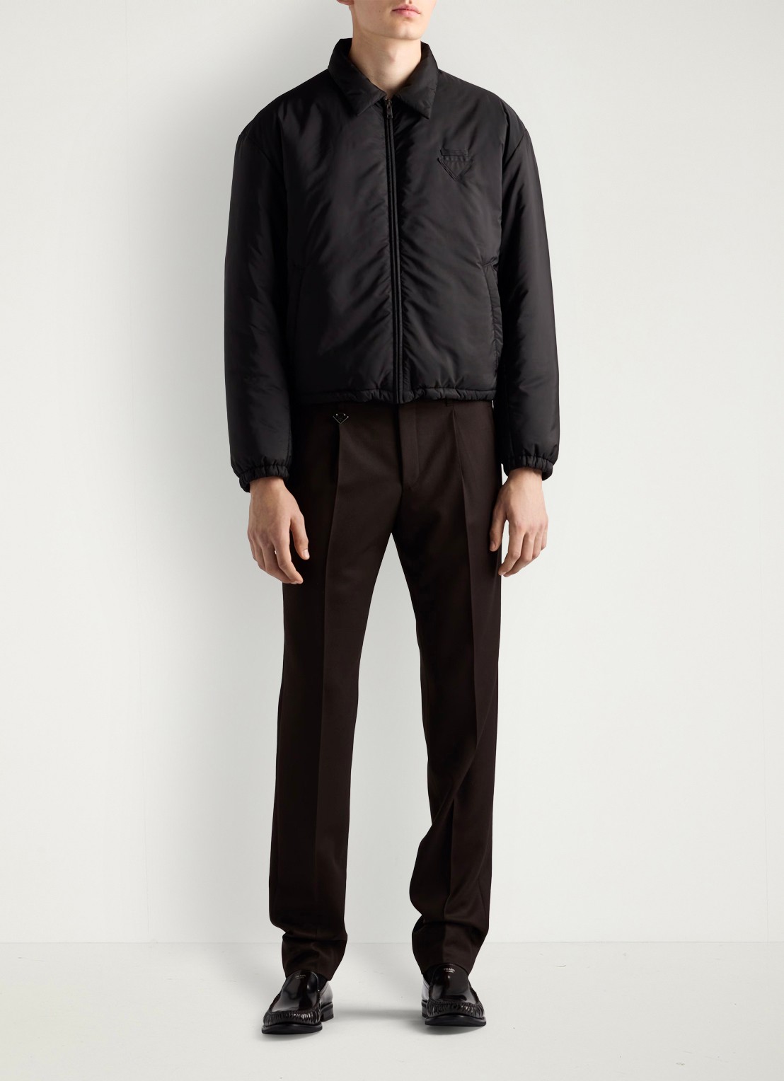 Prada Re-Nylon gewatteerd jack met steekzakken - voorkant 3 zwart