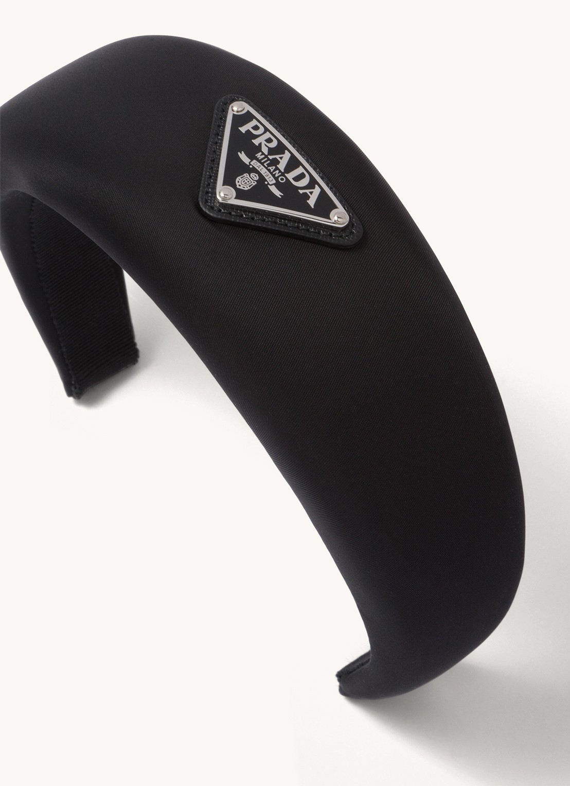 Prada Re-Nylon haarband met logo - achterkant 2 zwart