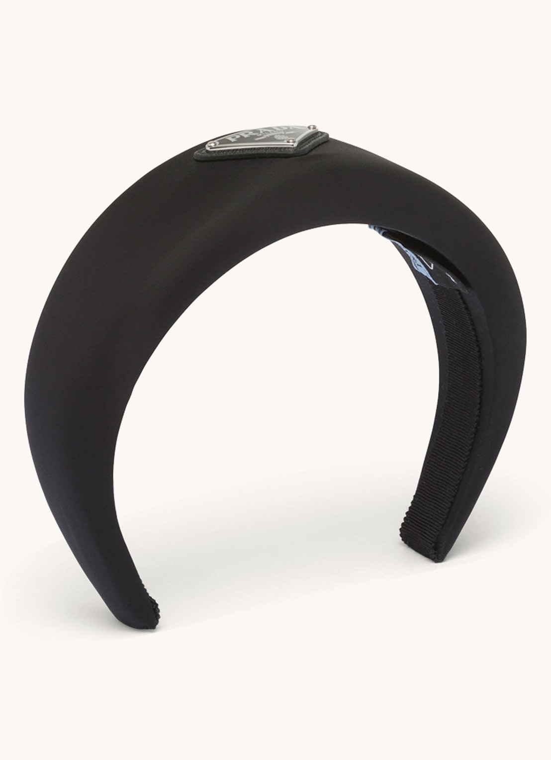 Prada Re-Nylon haarband met logo - voorkant zwart