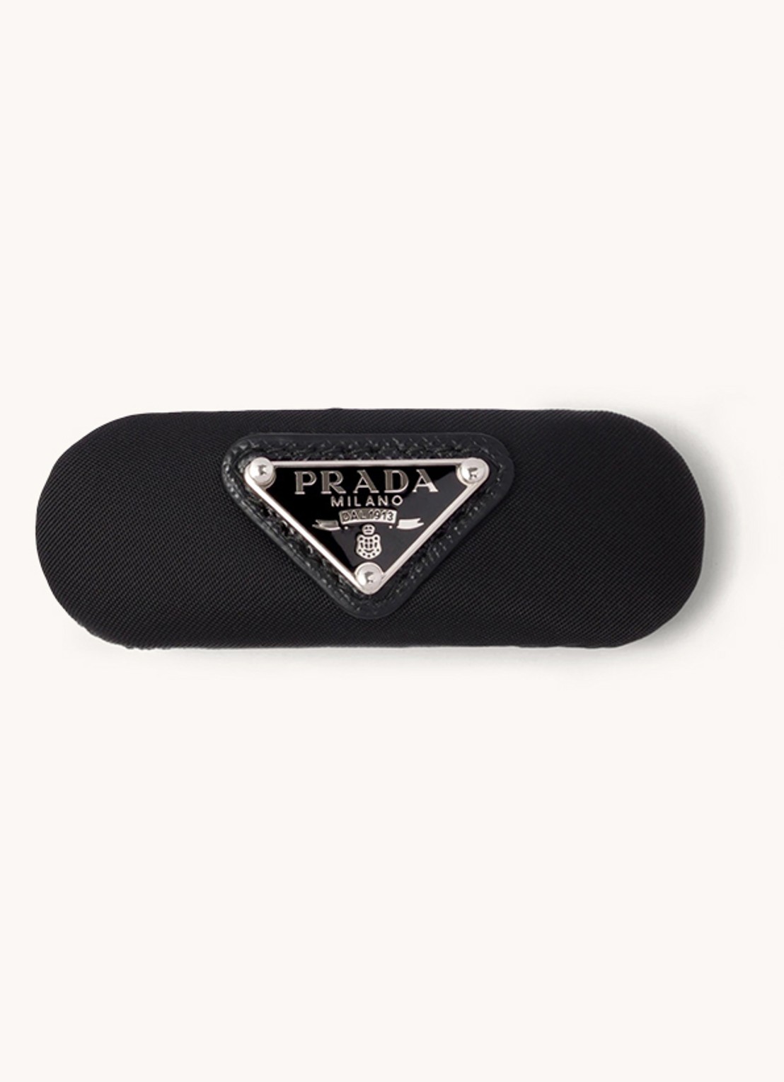 Prada Re-Nylon haarclip met logo - voorkant diepzwart