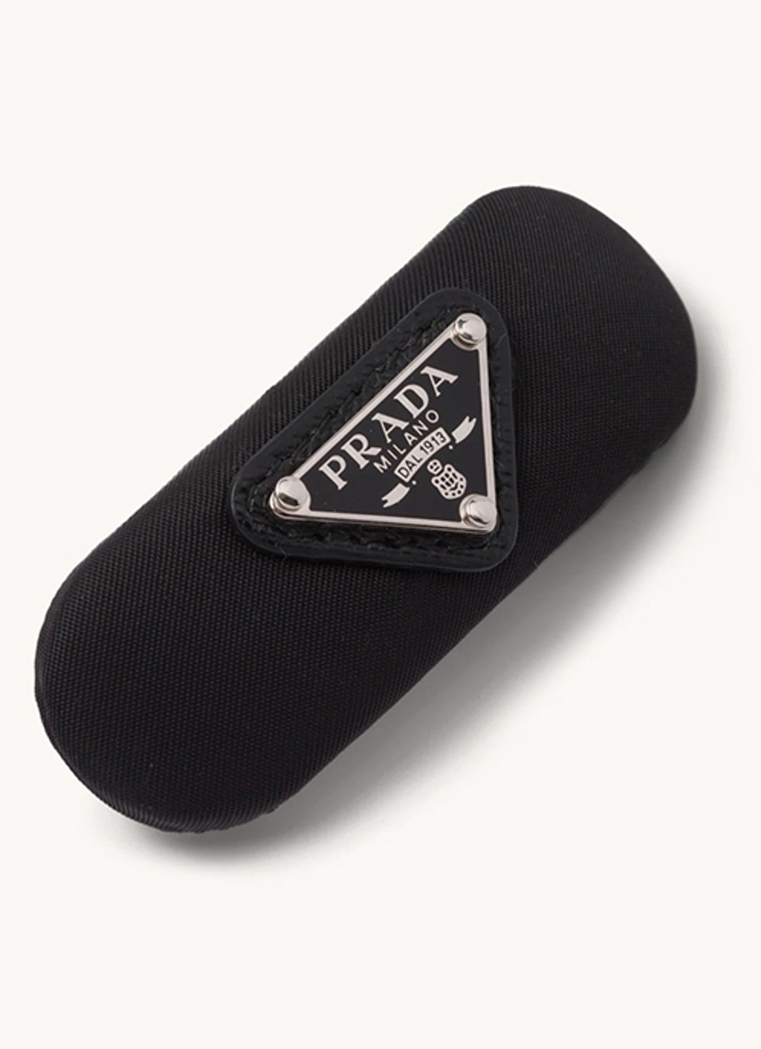 Prada Re-Nylon haarclip met logo - voorkant 2 diepzwart